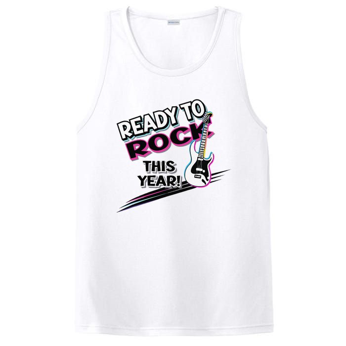 Ready To Rock This Year Funny Back To School Graphic Guitar PosiCharge Competitor Tank