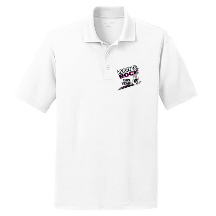 Ready To Rock This Year Funny Back To School Graphic Guitar PosiCharge RacerMesh Polo