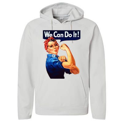 Rosie The Riveter Poster We Can Do It Feminist Retro Performance Fleece Hoodie