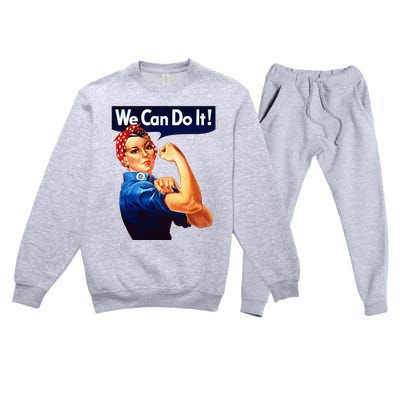 Rosie The Riveter Poster We Can Do It Feminist Retro Premium Crewneck Sweatsuit Set