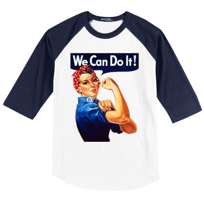 Rosie The Riveter Poster We Can Do It Feminist Retro Baseball Sleeve Shirt