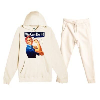 Rosie The Riveter Poster We Can Do It Feminist Retro Premium Hooded Sweatsuit Set