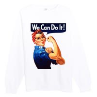 Rosie The Riveter Poster We Can Do It Feminist Retro Premium Crewneck Sweatshirt