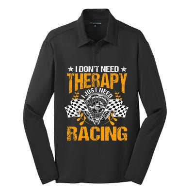 Racing Therapy Racer Race Track Racetrack Racers Raceday Silk Touch Performance Long Sleeve Polo