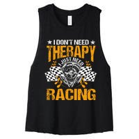 Racing Therapy Racer Race Track Racetrack Racers Raceday Women's Racerback Cropped Tank