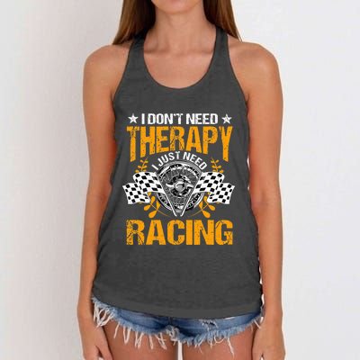 Racing Therapy Racer Race Track Racetrack Racers Raceday Women's Knotted Racerback Tank