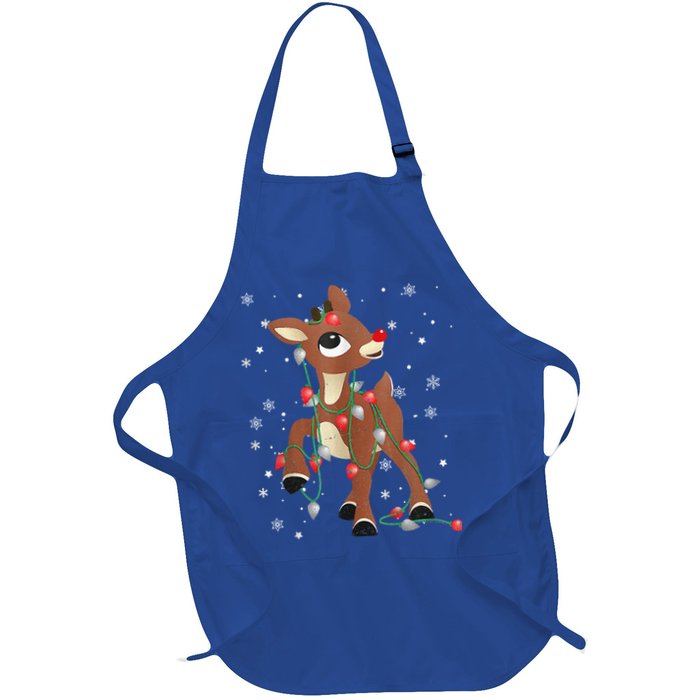 Rudolph The Red Nose Reindeer For and Christmas Fan  Full-Length Apron With Pockets
