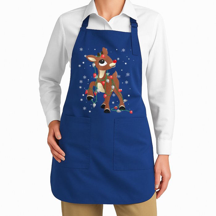 Rudolph The Red Nose Reindeer For and Christmas Fan  Full-Length Apron With Pockets