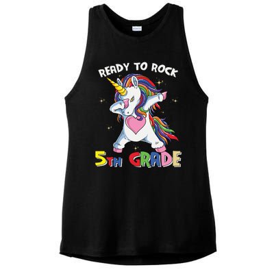 Ready To Rock 5th Grade Unicorn Graphic Plus Size Shirt For Teacher Kids Ladies PosiCharge Tri-Blend Wicking Tank