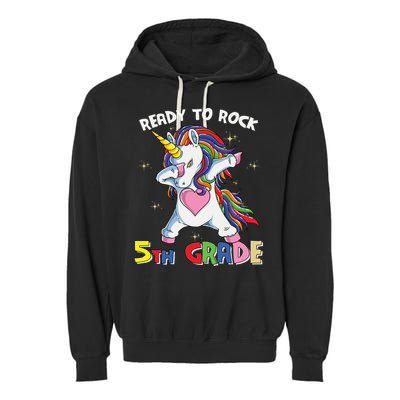 Ready To Rock 5th Grade Unicorn Graphic Plus Size Shirt For Teacher Kids Garment-Dyed Fleece Hoodie