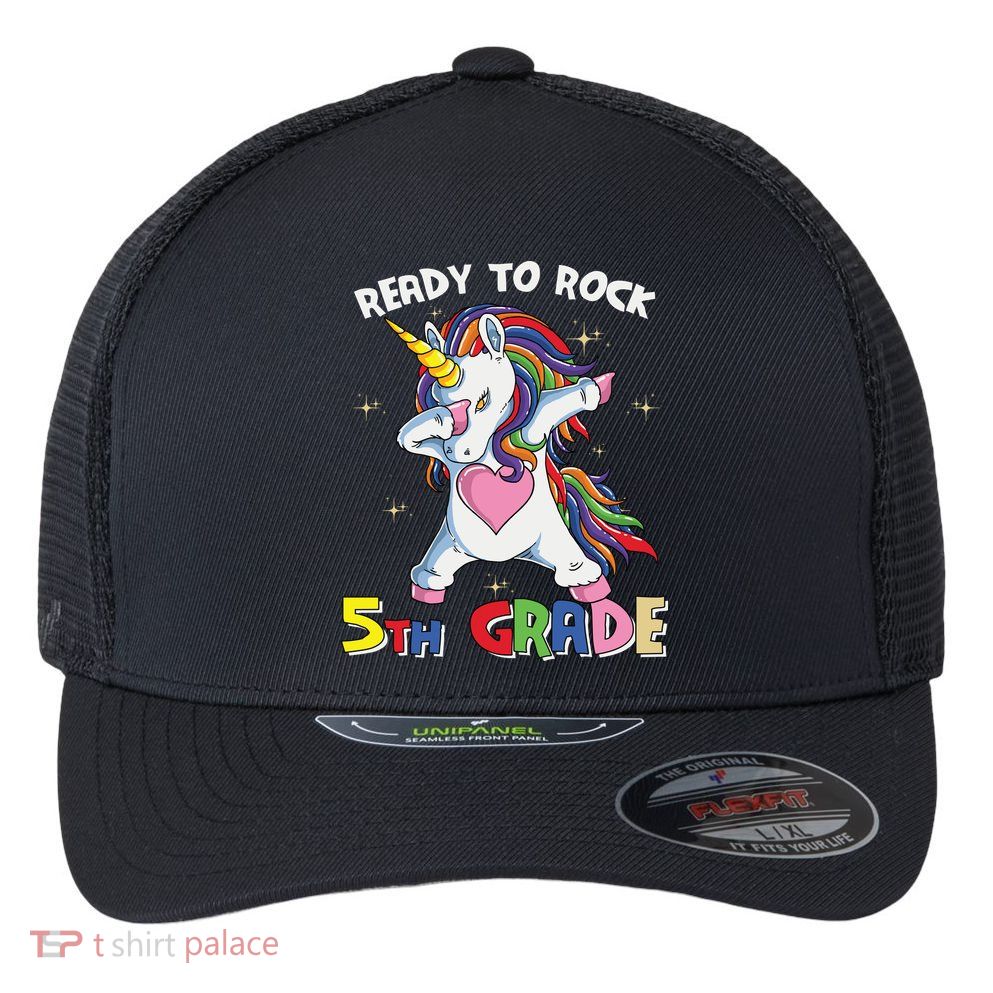 Ready To Rock 5th Grade Unicorn Graphic Plus Size Shirt For Teacher Kids Flexfit Unipanel Trucker Cap