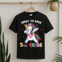Ready To Rock 5th Grade Unicorn Graphic Plus Size Shirt For Teacher Kids T-Shirt