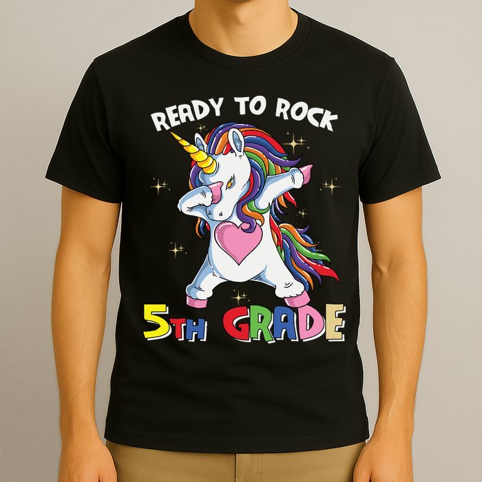 Ready To Rock 5th Grade Unicorn Graphic Plus Size Shirt For Teacher Kids T-Shirt