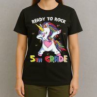 Ready To Rock 5th Grade Unicorn Graphic Plus Size Shirt For Teacher Kids T-Shirt