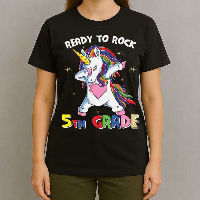 Ready To Rock 5th Grade Unicorn Graphic Plus Size Shirt For Teacher Kids T-Shirt