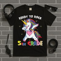 Ready To Rock 5th Grade Unicorn Graphic Plus Size Shirt For Teacher Kids T-Shirt