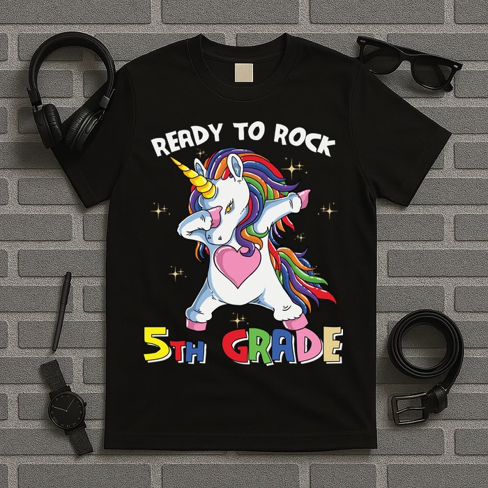 Ready To Rock 5th Grade Unicorn Graphic Plus Size Shirt For Teacher Kids T-Shirt