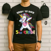 Ready To Rock 5th Grade Unicorn Graphic Plus Size Shirt For Teacher Kids T-Shirt