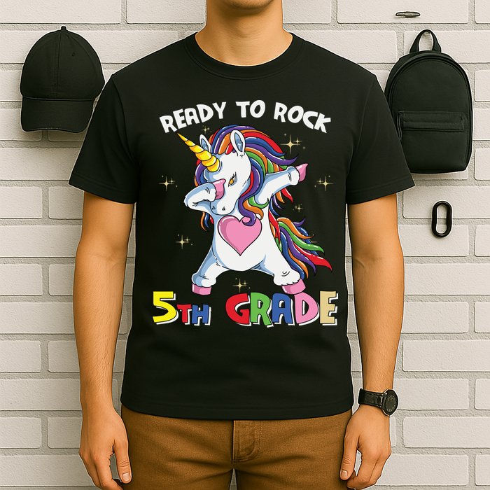 Ready To Rock 5th Grade Unicorn Graphic Plus Size Shirt For Teacher Kids T-Shirt