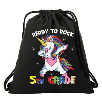 Ready To Rock 5th Grade Unicorn Graphic Plus Size Shirt For Teacher Kids Drawstring Bag