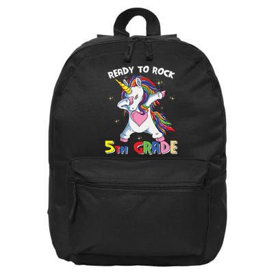 Ready To Rock 5th Grade Unicorn Graphic Plus Size Shirt For Teacher Kids 16 in Basic Backpack