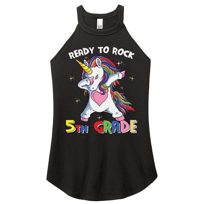 Ready To Rock 5th Grade Unicorn Graphic Plus Size Shirt For Teacher Kids Women's Perfect Tri Rocker Tank