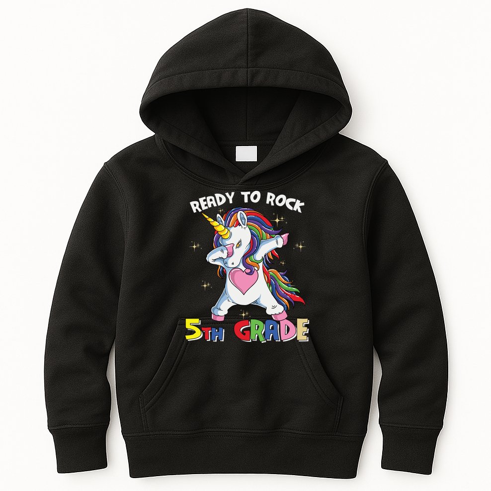 Ready To Rock 5th Grade Unicorn Graphic Plus Size Shirt For Teacher Kids Kids Hoodie