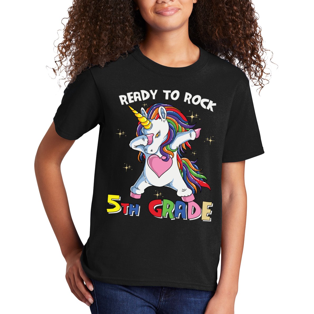 Ready To Rock 5th Grade Unicorn Graphic Plus Size Shirt For Teacher Kids Kids T-Shirt