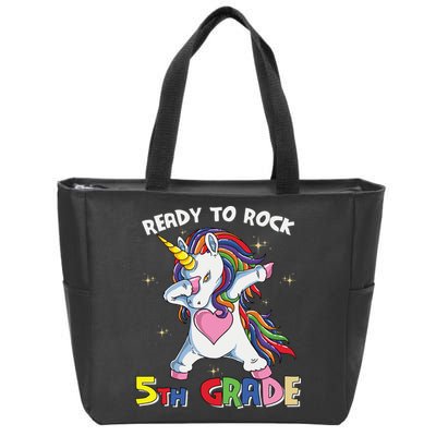 Ready To Rock 5th Grade Unicorn Graphic Plus Size Shirt For Teacher Kids Zip Tote Bag