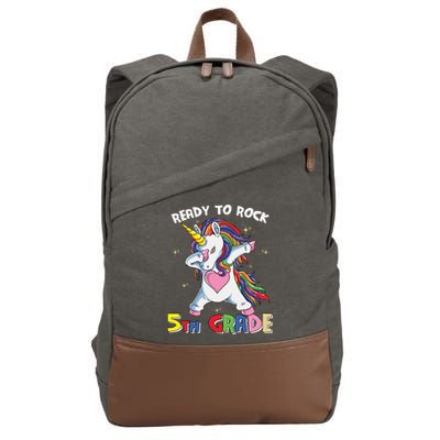 Ready To Rock 5th Grade Unicorn Graphic Plus Size Shirt For Teacher Kids Cotton Canvas Backpack