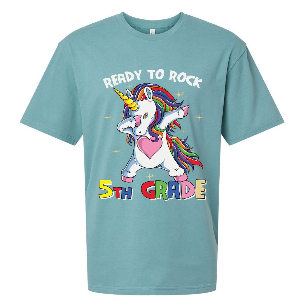 Ready To Rock 5th Grade Unicorn Graphic Plus Size Shirt For Teacher Kids Sueded Cloud Jersey T-Shirt