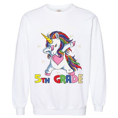 Ready To Rock 5th Grade Unicorn Graphic Plus Size Shirt For Teacher Kids Garment-Dyed Sweatshirt