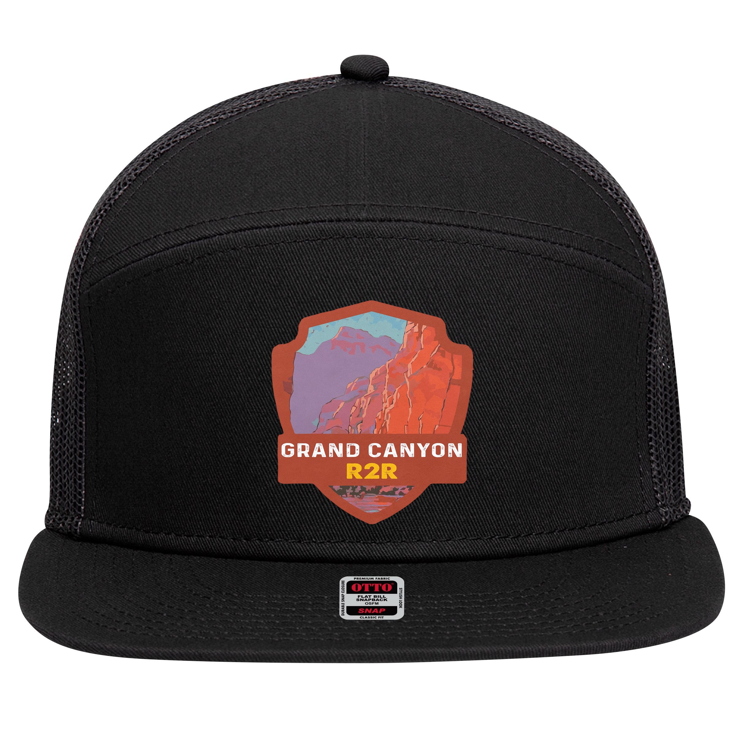 Rim To Rim R2R 2022 Grand Canyon National Park Arizona Travel Lover Camping 7 Panel Mesh Trucker Snapback Hat