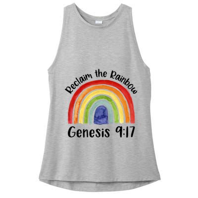 Reclaim The Rainbow Jesus Lover Christian Proverb Ladies PosiCharge Tri-Blend Wicking Tank