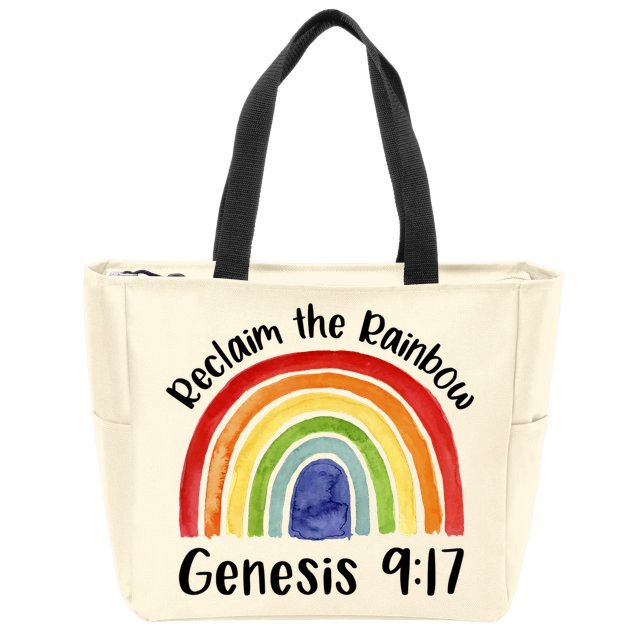 Reclaim The Rainbow Jesus Lover Christian Proverb Zip Tote Bag