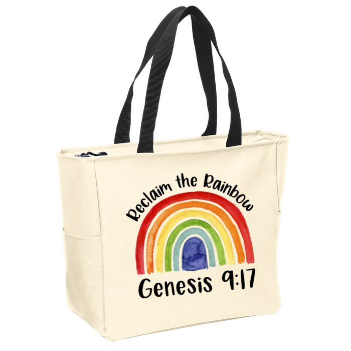 Reclaim The Rainbow Jesus Lover Christian Proverb Zip Tote Bag