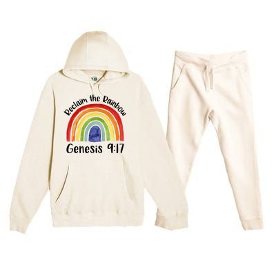 Reclaim The Rainbow Jesus Lover Christian Proverb Premium Hooded Sweatsuit Set