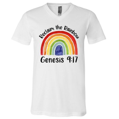 Reclaim The Rainbow Jesus Lover Christian Proverb V-Neck T-Shirt