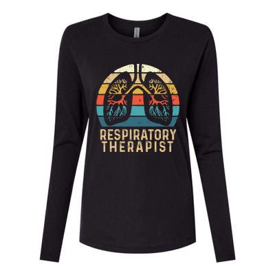 Respiratory Therapist Retro Vintage Lungs Pulmonology Rt Womens Cotton Relaxed Long Sleeve T-Shirt