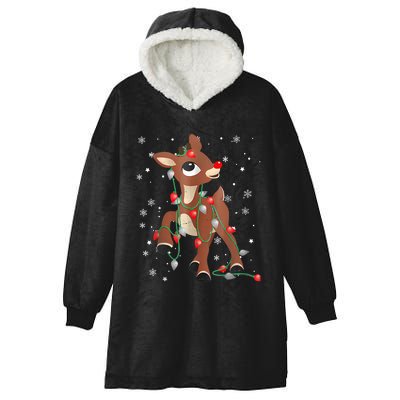 Rudolph The Red Nose Reindeer For And Christmas Fan Hooded Wearable Blanket