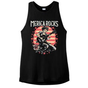 Rosie The Riveter 4th of July Country Rock Music Funny Ladies PosiCharge Tri-Blend Wicking Tank