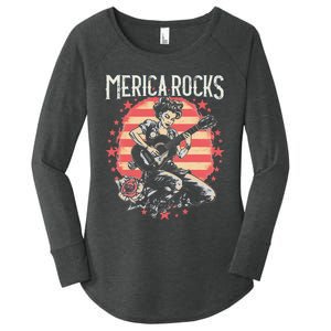 Rosie The Riveter 4th of July Country Rock Music Funny Women's Perfect Tri Tunic Long Sleeve Shirt