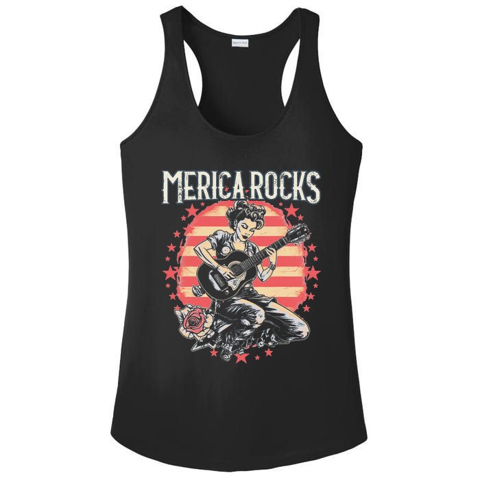 Rosie The Riveter 4th of July Country Rock Music Funny Ladies PosiCharge Competitor Racerback Tank