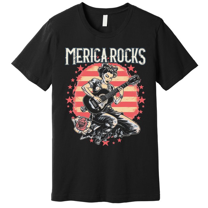 Rosie The Riveter 4th of July Country Rock Music Funny Premium T-Shirt