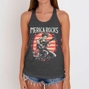 Rosie The Riveter 4th of July Country Rock Music Funny Women's Knotted Racerback Tank