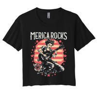 Rosie The Riveter 4th of July Country Rock Music Funny Women's Crop Top Tee