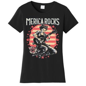 Rosie The Riveter 4th of July Country Rock Music Funny Women's T-Shirt