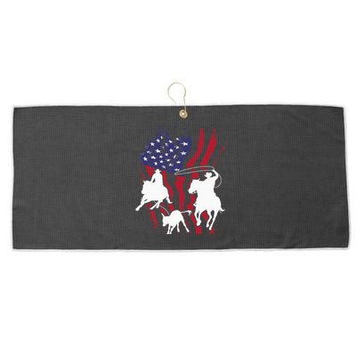 Rodeo Team Roping Horse Riding Equestrian Header Heeler Large Microfiber Waffle Golf Towel