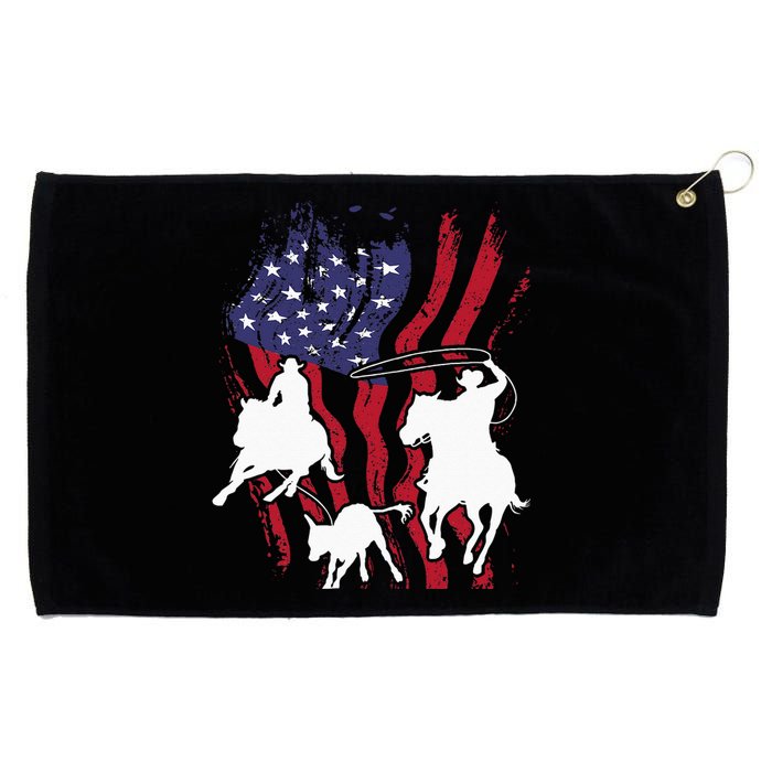 Rodeo Team Roping Horse Riding Equestrian Header Heeler Grommeted Golf Towel