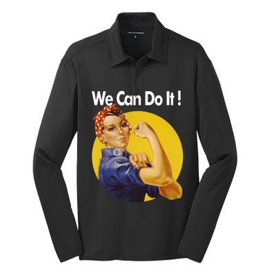 Rosie The Riveter We Can Do It Ww2 Poster Retro Gift Silk Touch Performance Long Sleeve Polo